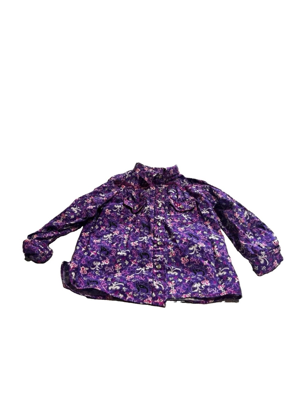 Cowgirl Hardware Girls 4T Purple Floral Western Long Sleeve Button-Up Shirt rhin